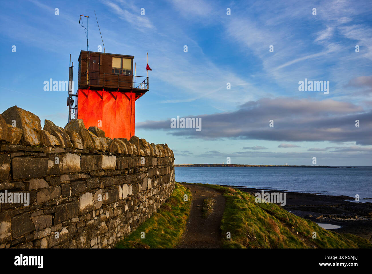 Lookout tower at Scarlett in the Isle of Man Stock Photo