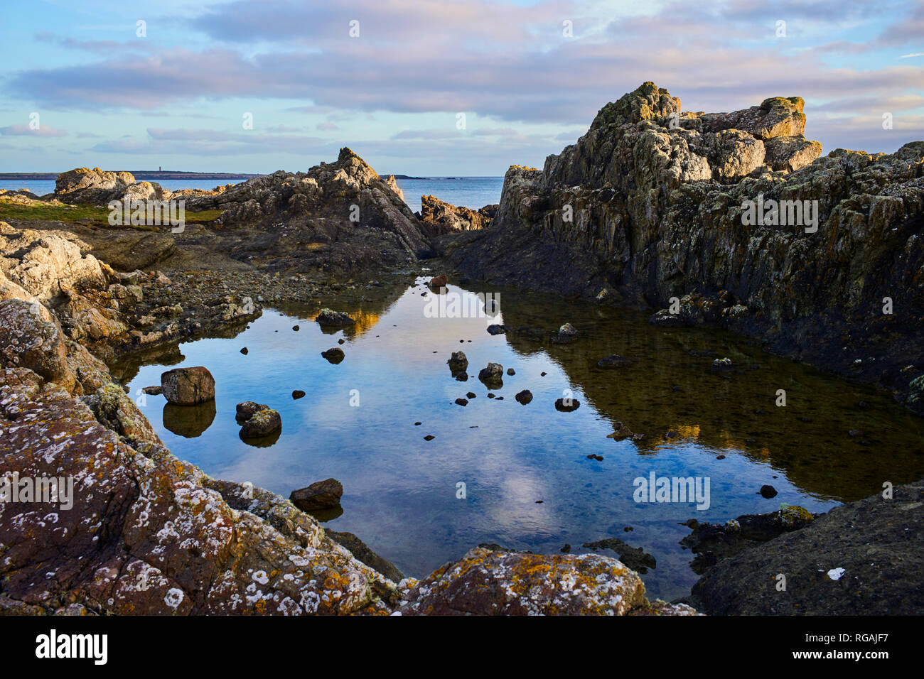 Castleton Uk Geologic Rocks Rock formations in limestone at Scarlett, Castletown, Isle of Man Stock ...