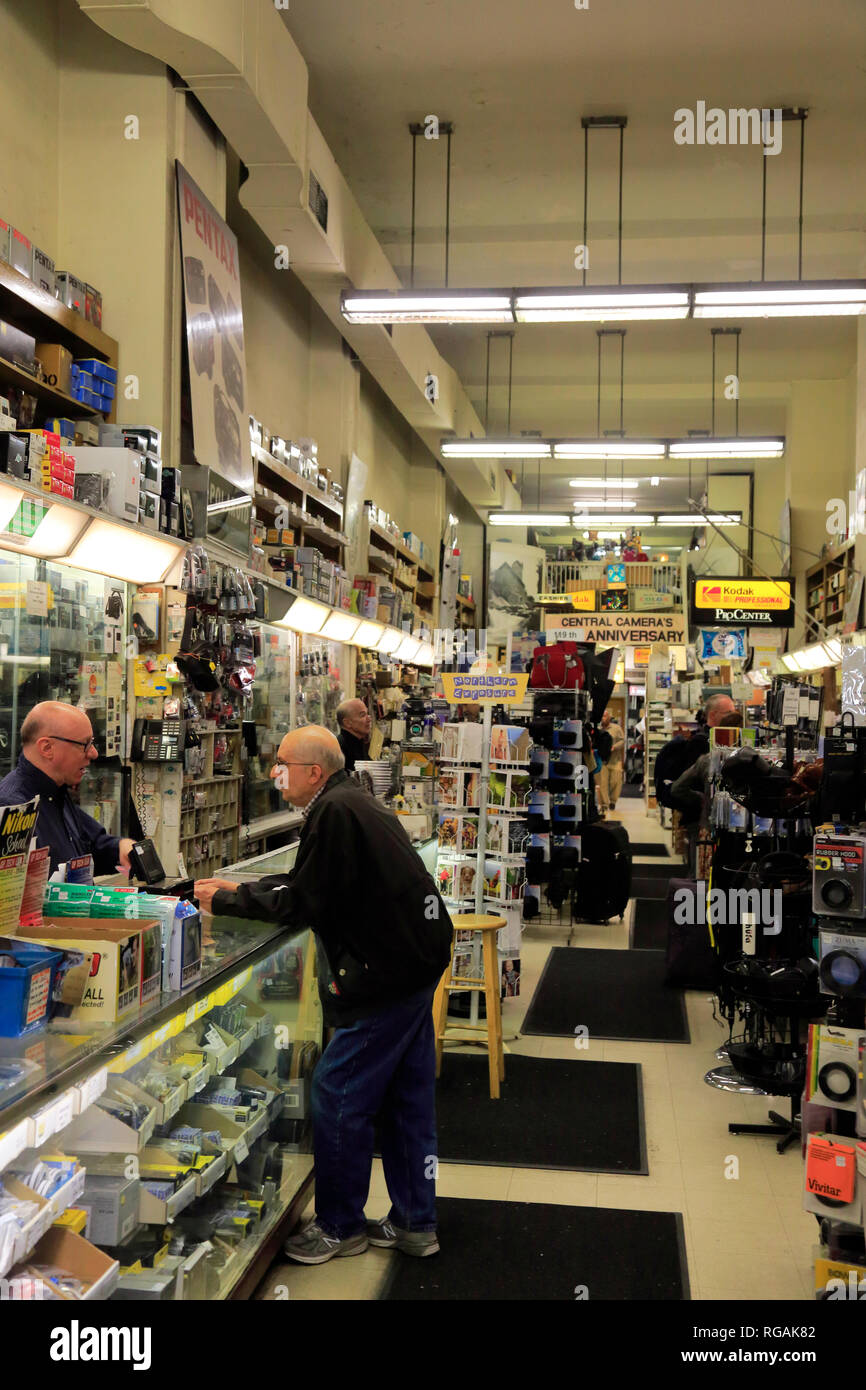 Interior view of the Central Camera Company, a iconic Chicago camera shop in the Loop of Chicago.Illinois.USA Stock Photo