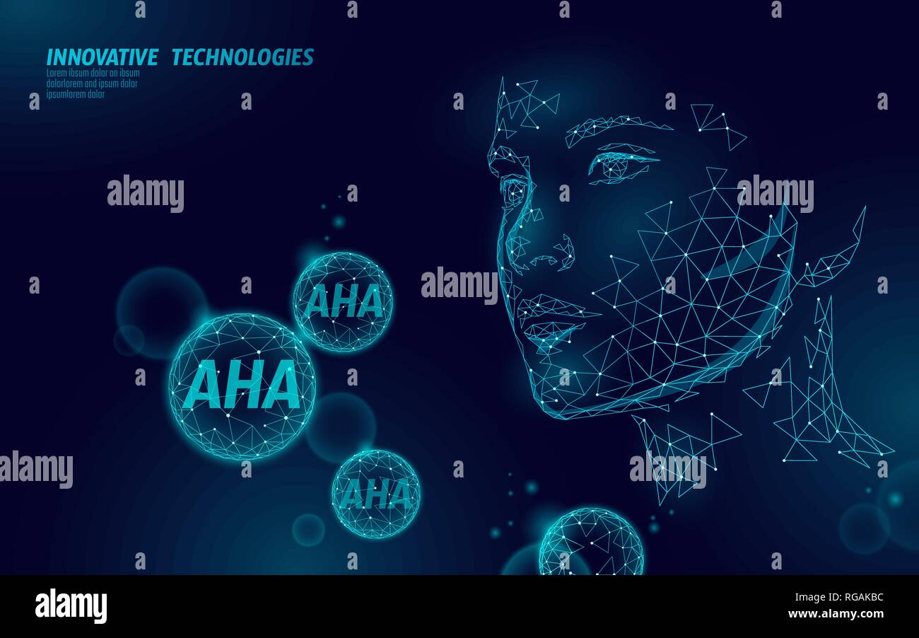 Fruit acid beauty salon peeling. Female face AHA glycolic lactic acids ...