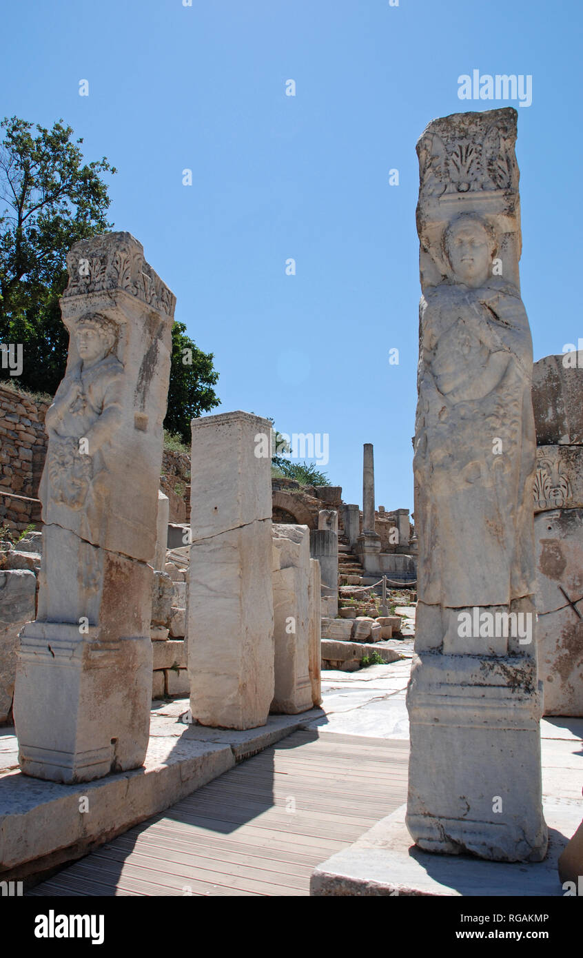 Ruins of Herecles Gate, Ephesus, Turkey Stock Photo