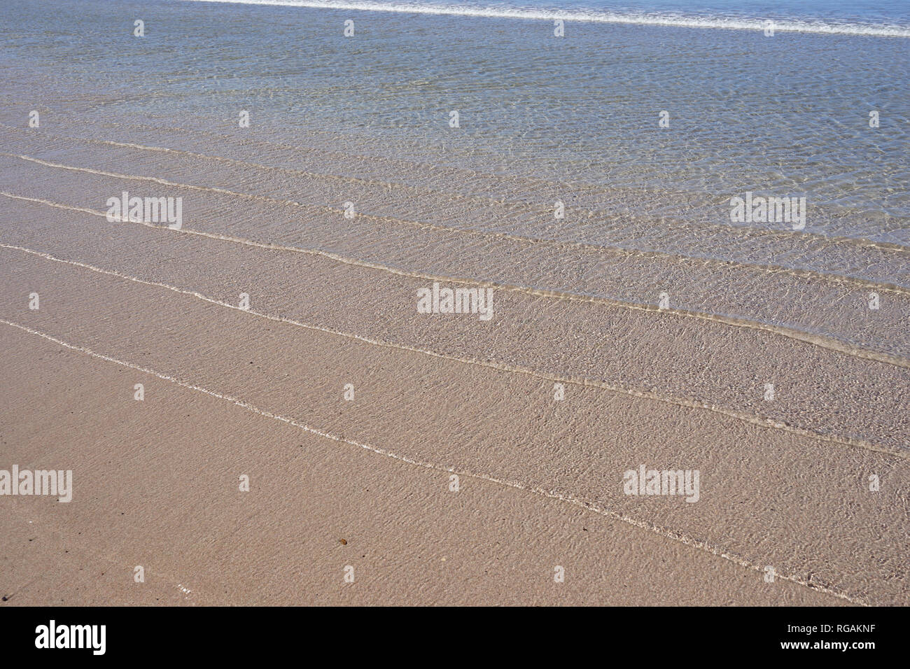 Wasser und Sand, Playa de Famara, Lanzarote, Kanarische Inseln, Spanien Stock Photo