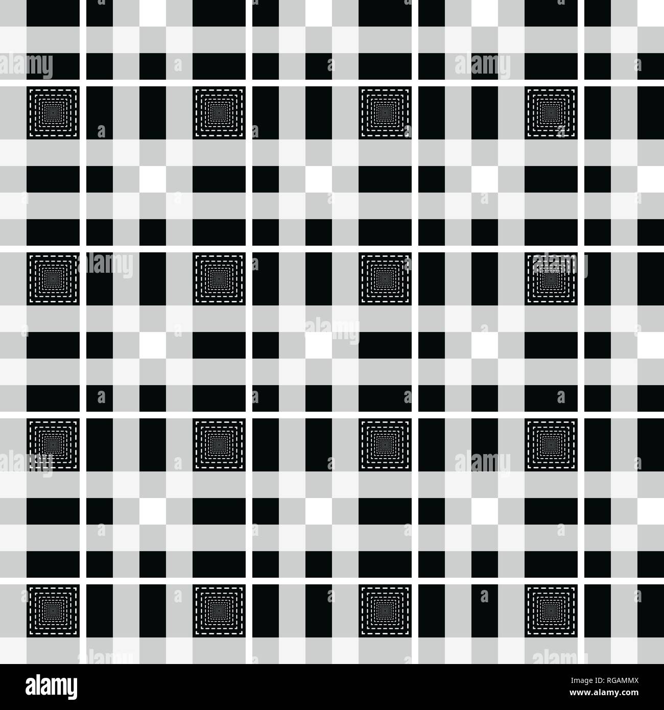 Black and white fabric texture check tartan seamless pattern. Vector ...