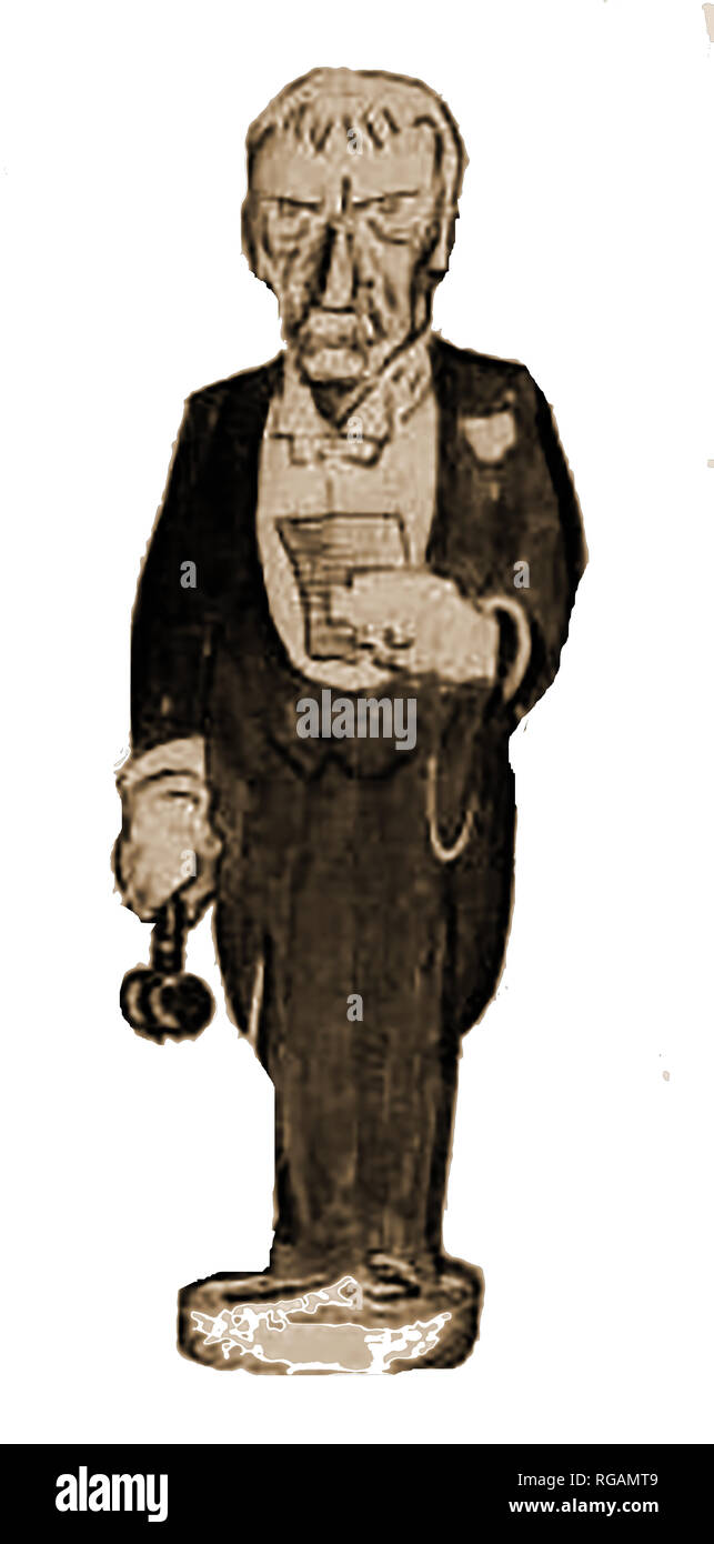 1921 A Caricature - Cartoon image of  Elihu Root (1845-1937),38th United States Secretary of State, 41st United States Secretary of War,United States Senator from New York and  Nobel Peace Prize winner  in 1912. Stock Photo