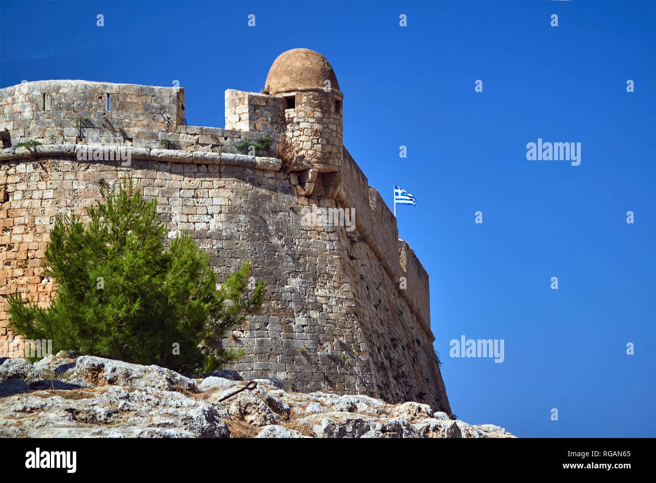 The Venetian walls, a medieval fortress in the city of Rethymnon Stock Photo