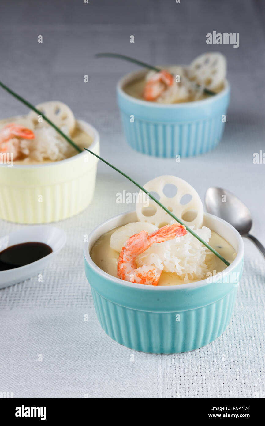 Chawan mushi, Japanese style steamed egg custard Stock Photo Alamy