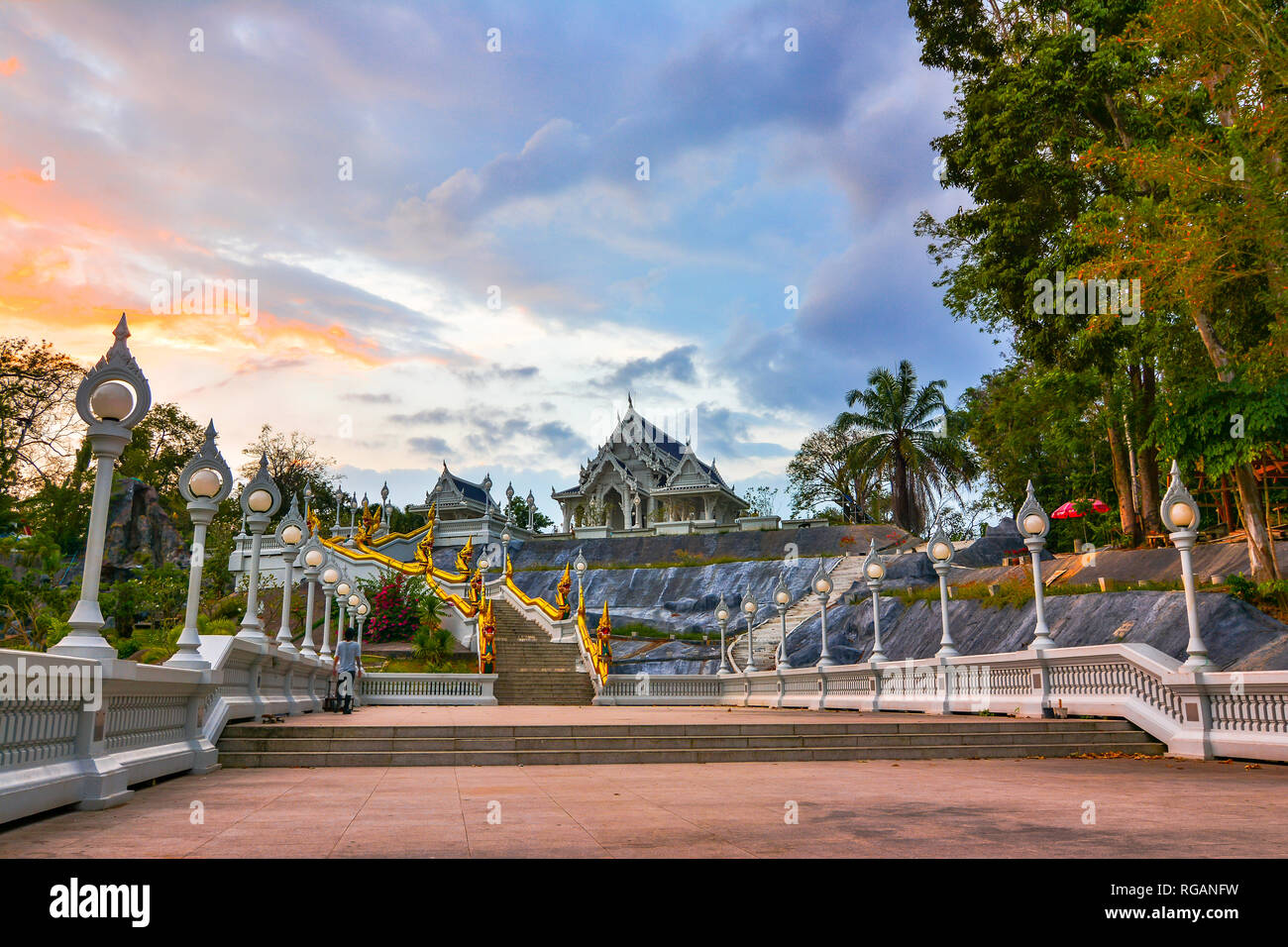 Wat Kaew temple, Krabi, Thailand: Wat Kaew is one of the main temples in Thanon Maharat Stock Photo