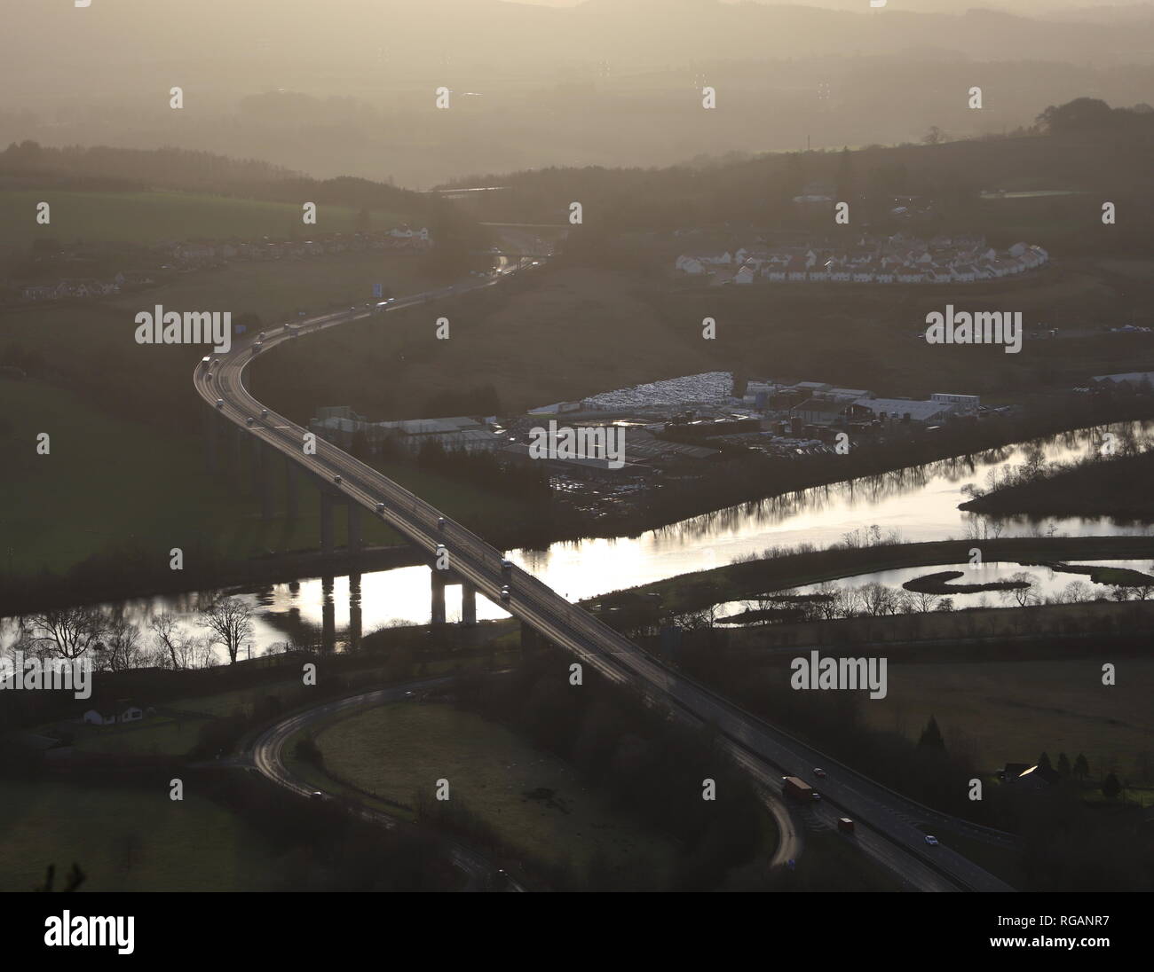 Elevated view of Friarton Bridge over River Tay Scotland January 2019 Stock Photo