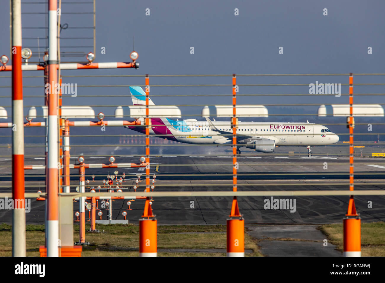 Airport Duesseldorf International, DUS, Germany, Eurowings, Airbus , on taxiway, Stock Photo