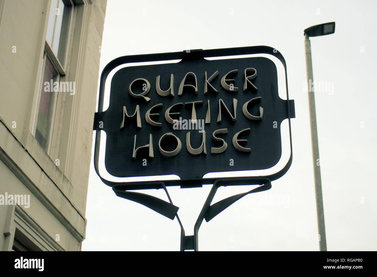 Quaker meeting house sign 38 Elmbank Crescent, Glasgow scotland uk G2