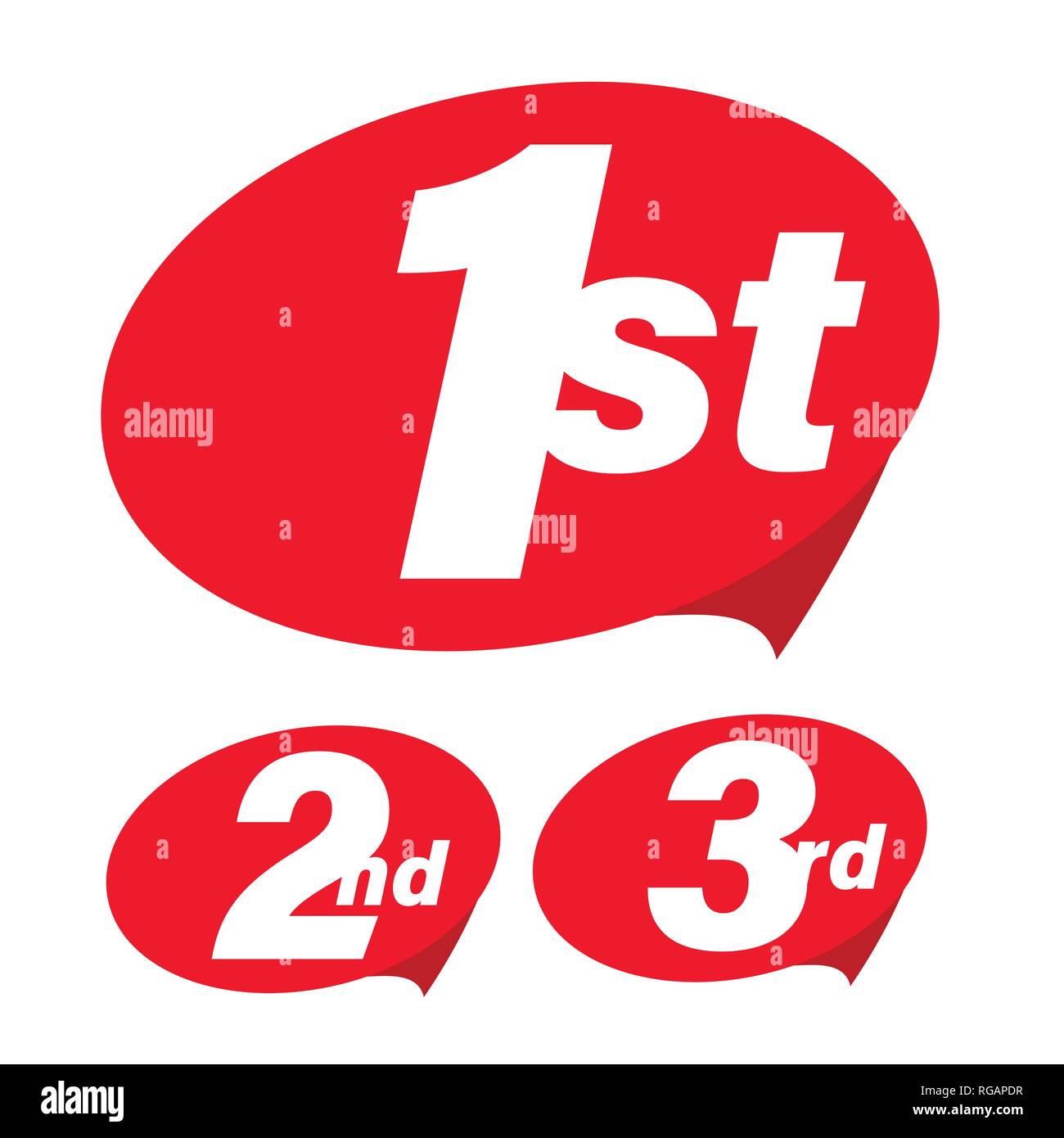 First Second Third label set Stock Vector
