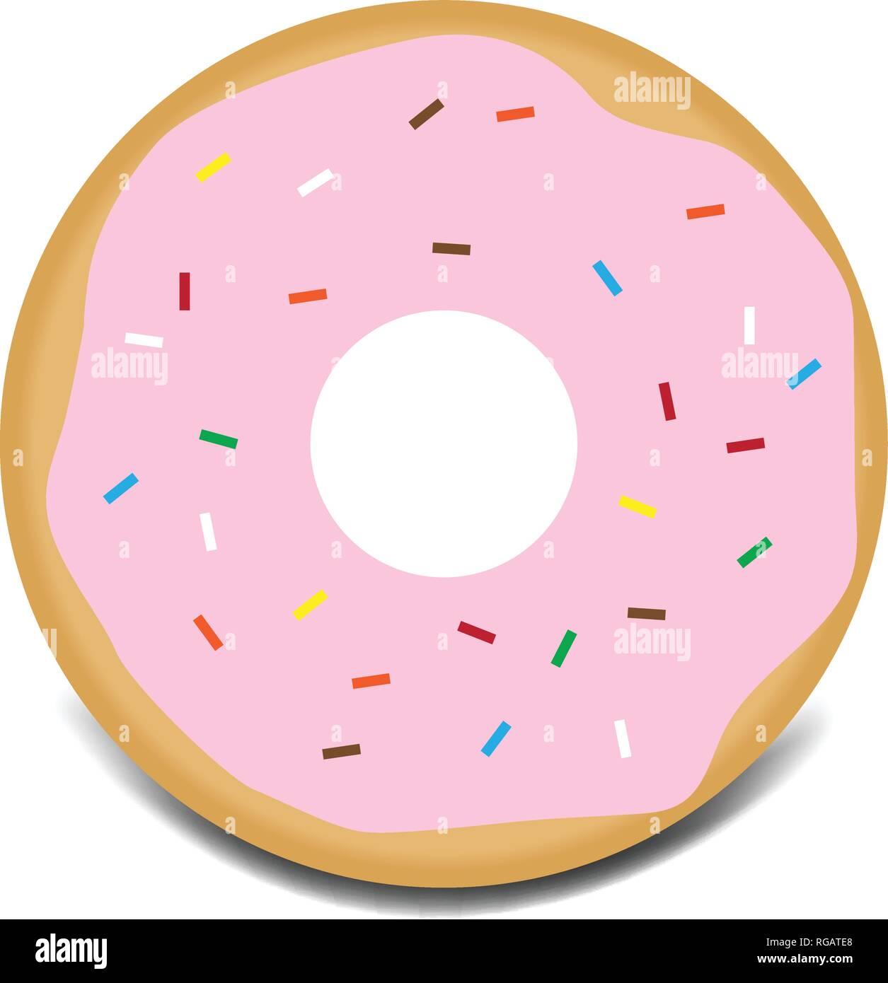 Sweet pink glazed donut with topping vector icon Stock Vector Image ...