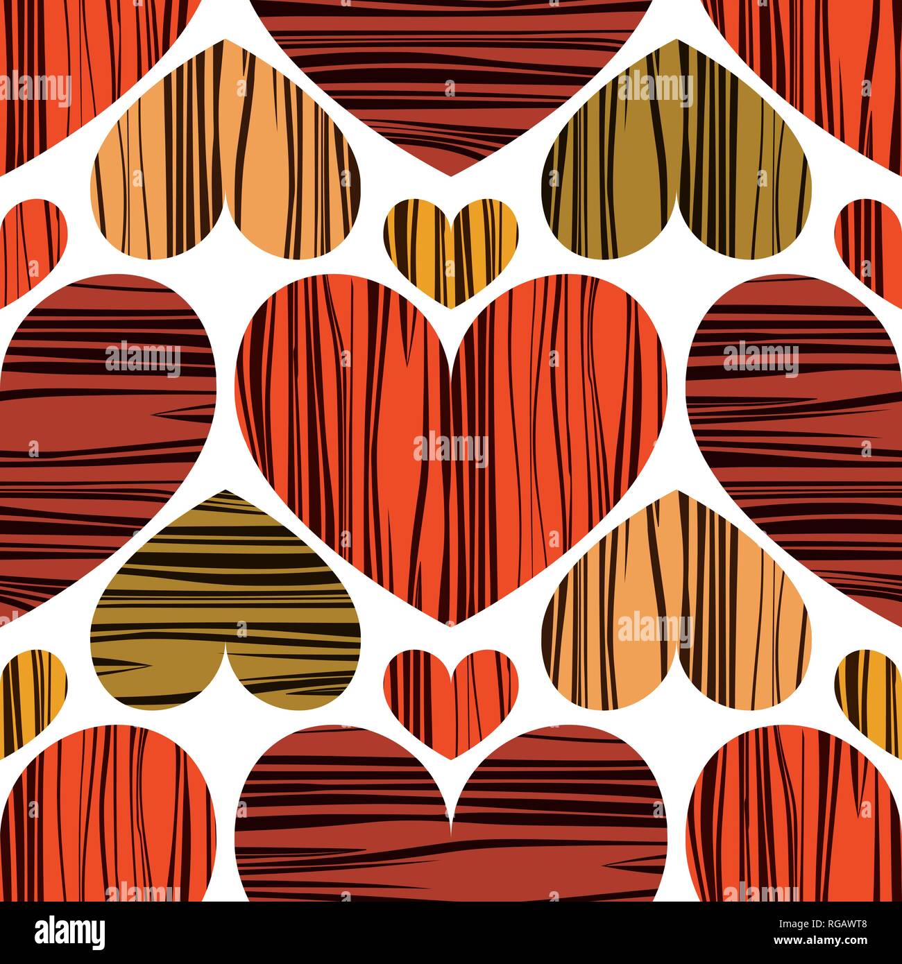 Multicolor hearts with stripes. Seamless pattern background. Vector illustration. Design for textiles Stock Vector