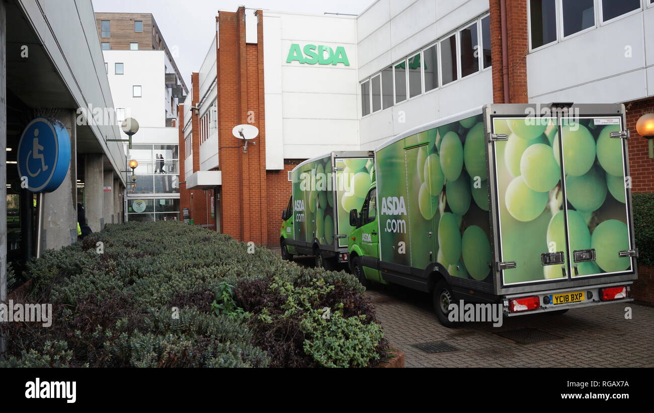 Delivery van parked at Asda Superstore in Colindale, London Stock Photo