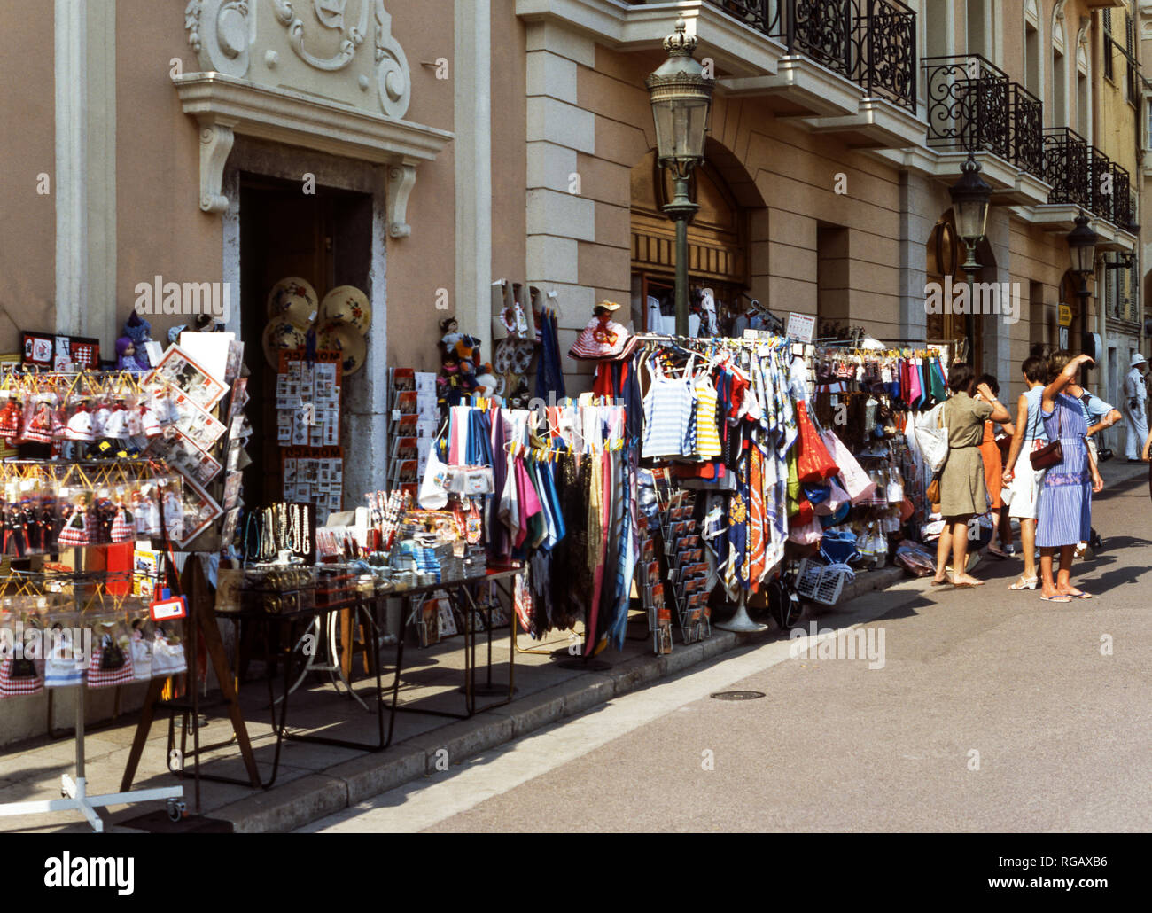 France. Monaco. MonteCarlo.French Riviera.Souvenir shops on the road