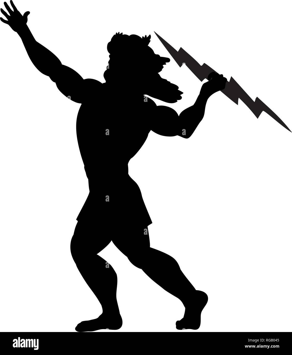 Zeus Jupiter god silhouette ancient mythology fantasy. Stock Vector