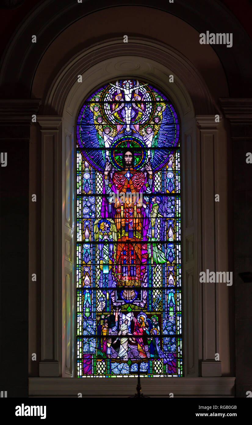 Harry Clarke window at St. Mel's Cathedral Longford, Ireland Stock Photo