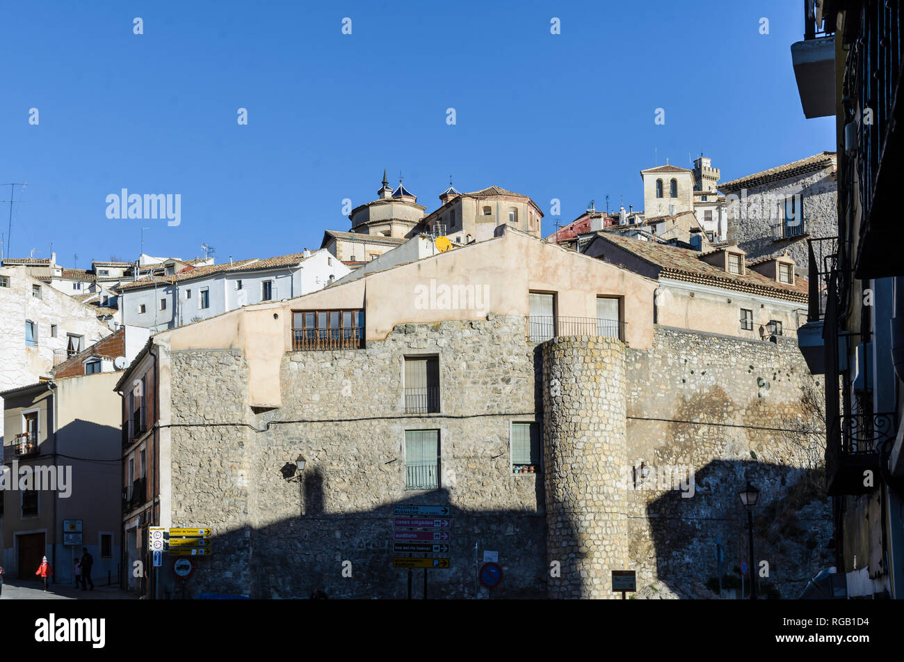 View of a street in Cuenca city with white houses Stock Photo Alamy