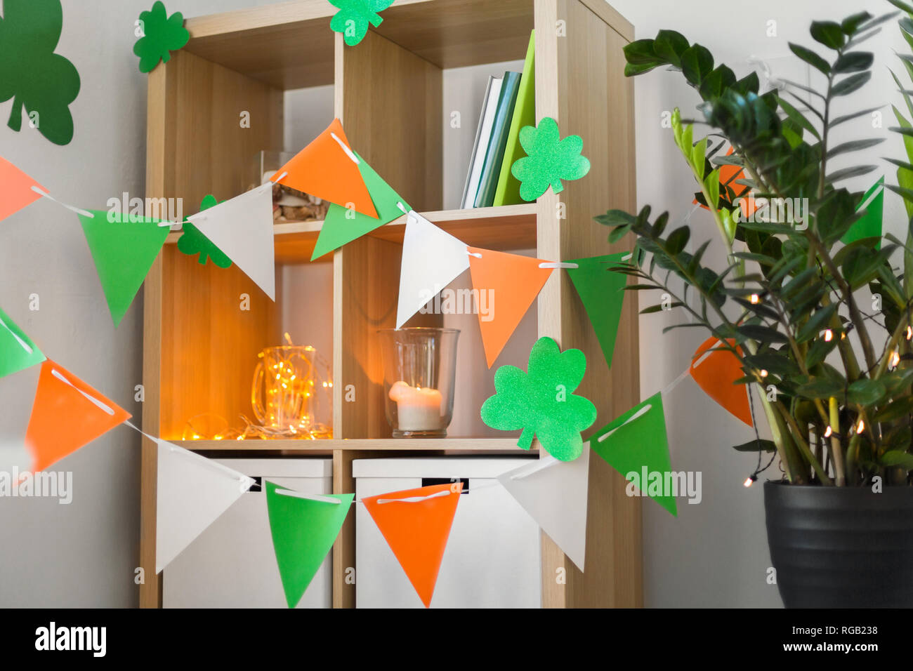 home interior decorated for st patricks day party Stock Photo