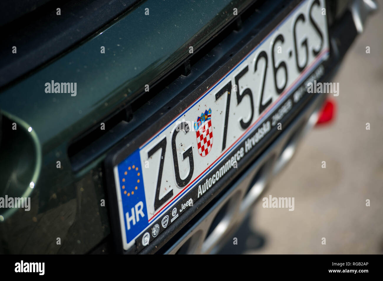 Split, Croatia Thursday 30 August 2018 Detail of a Croatian number plate  originating in Zagreb Stock Photo - Alamy