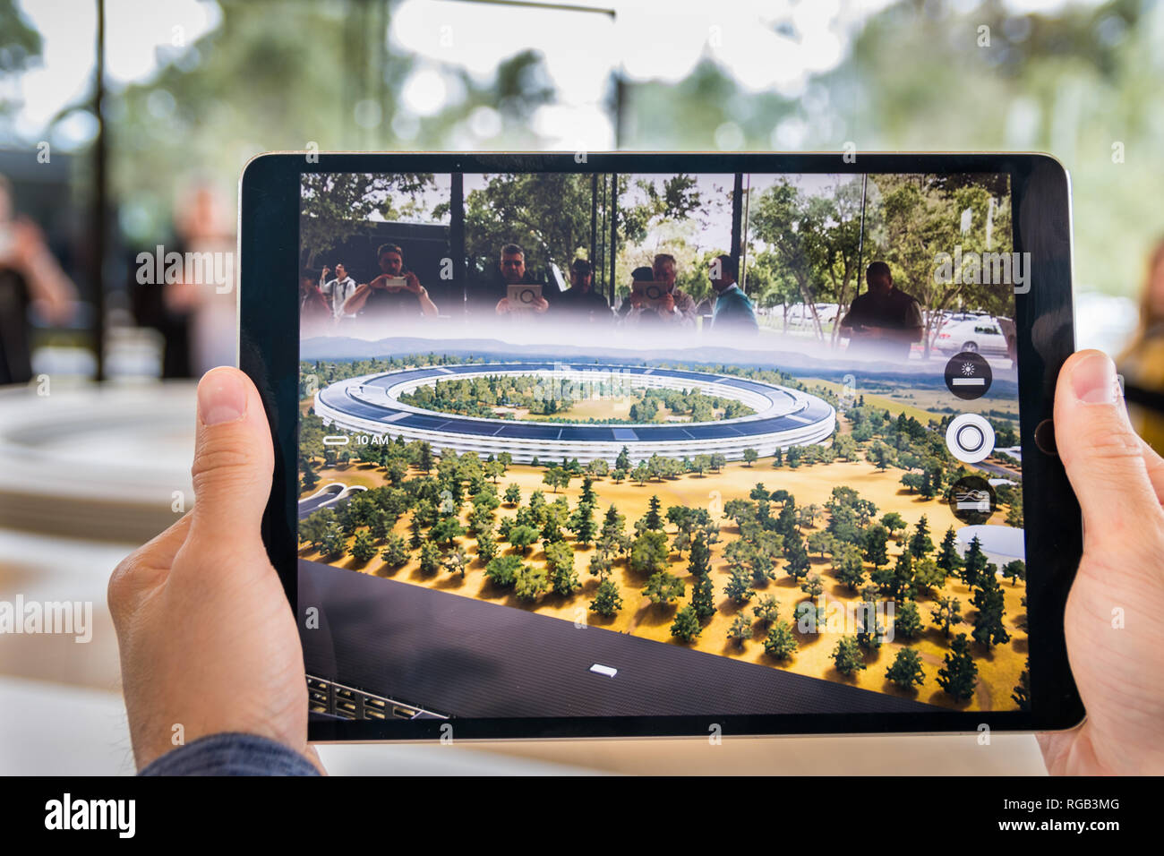 Apple Visitor Center A Glass And Wood Building Surrounded By Olive Trees  Housing Apple Store 3d Model Of The Apple Campus And A Coffee Bar Stock  Photo - Download Image Now - iStock