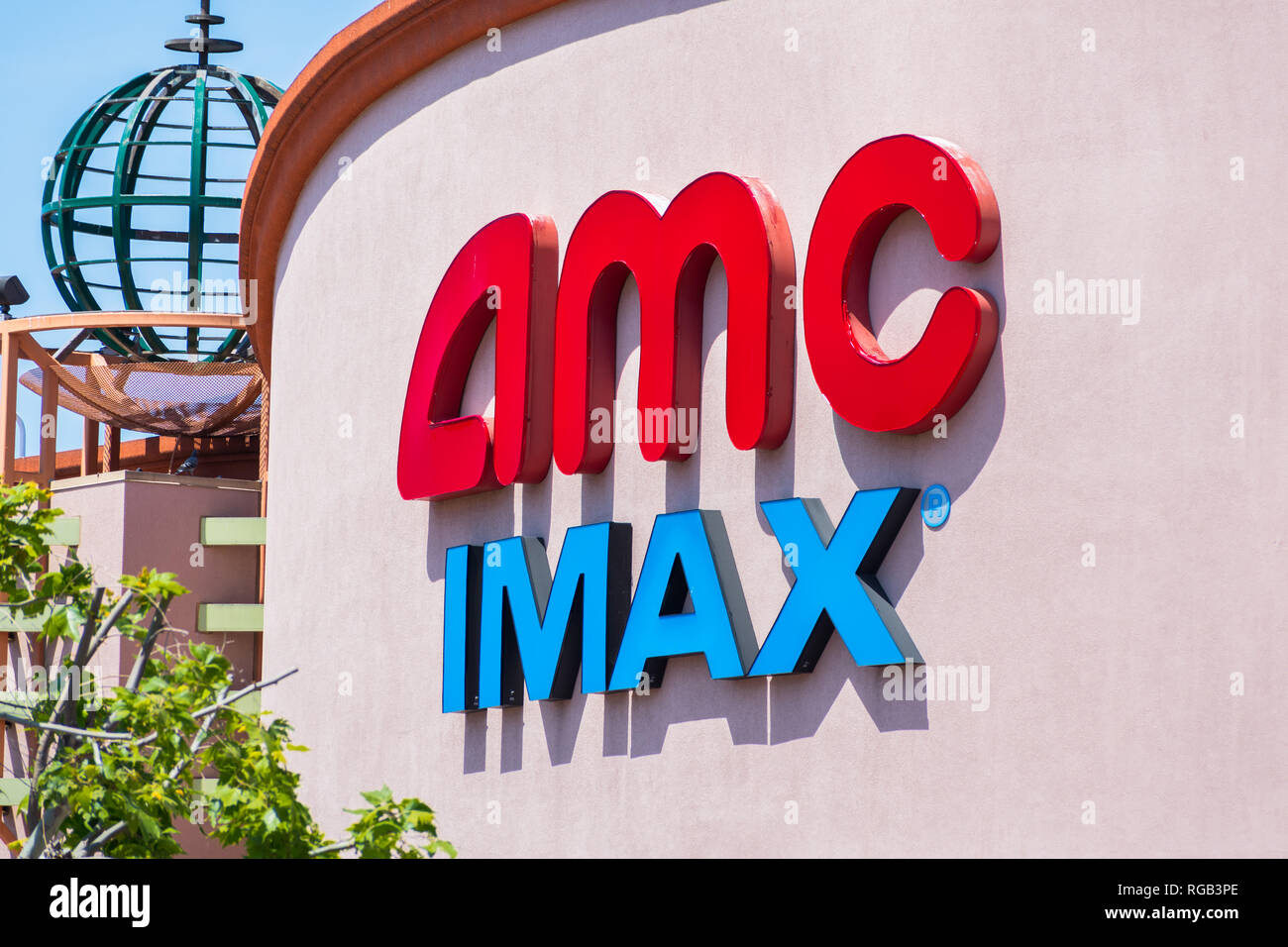 May 3, 2018 Santa Clara / CA / USA - AMC IMAX logo above the entrance and box office Stock Photo