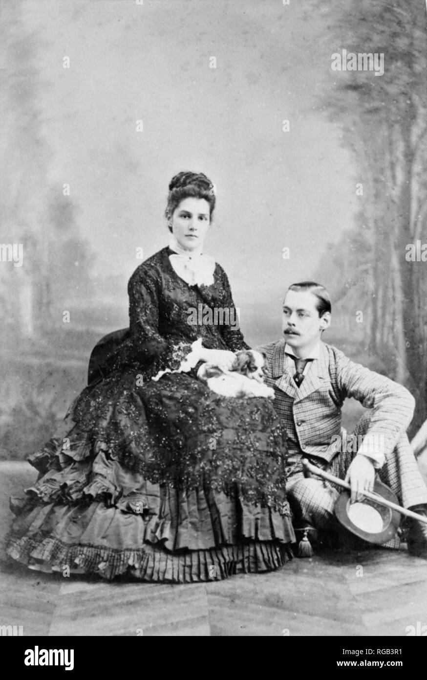 LORD RANDOLPH CHURCHILL with his wife Jennie about 1880 Stock Photo