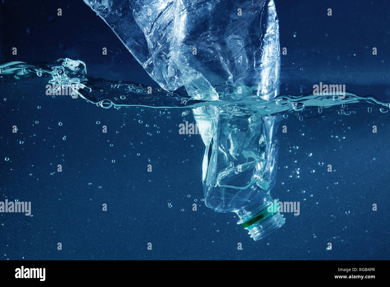 Plastic Water Bottle Pollution In Ocean Environment Concept Stock Photo Alamy