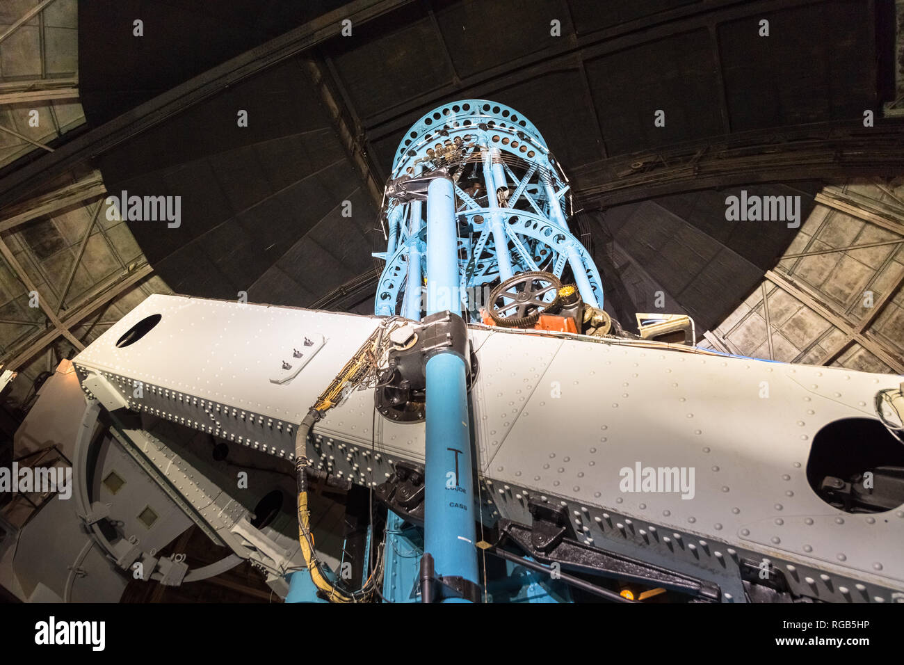 June 9, 2018 Mt Wilson / CA / USA - Close up view of the historical Hooker 100-Inch telescope (completed in 1917), Mt Wilson Observatory complex, San  Stock Photo