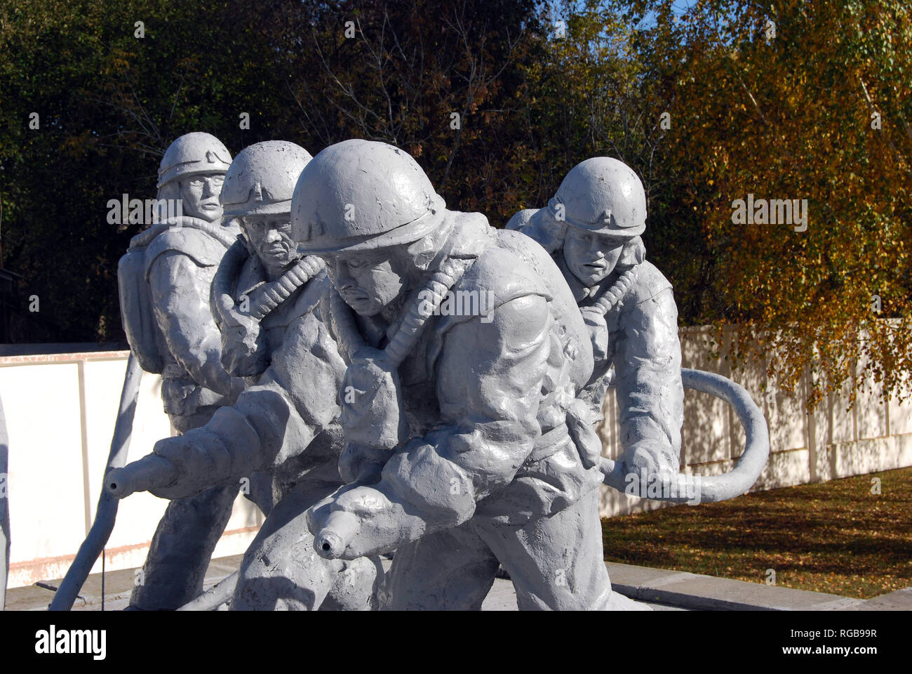 Monument to the Liquidators of Chernobyl who bravely dealt with the nuclear disaster in 1986 Stock Photo