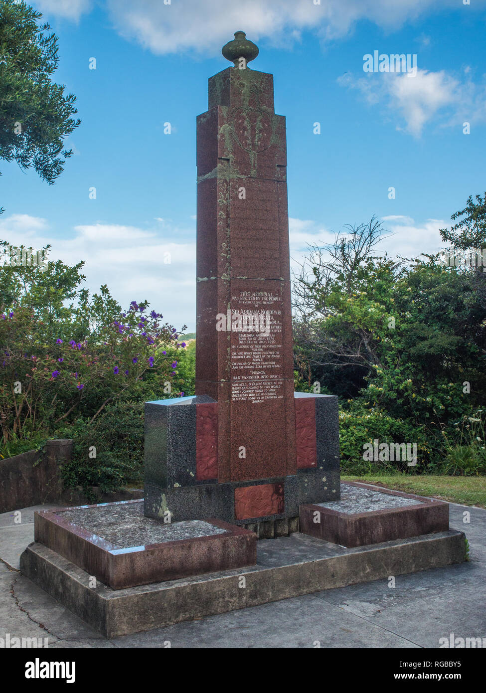 Memorial to Apirana Ngata, Maori leader and politician, St Mary's Church, Tikitiki, East Cape, North Island, New Zealand Stock Photo