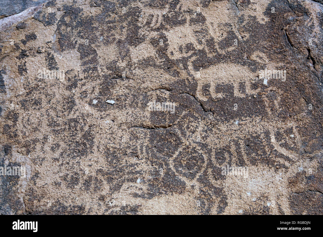 Hieroglyphics are everywhere along Hieroglyph trail in Phoenix, Arizona. Stock Photo