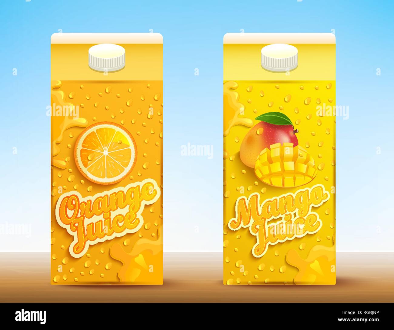 Set of two juice tetra packs with different tastes Stock Vector