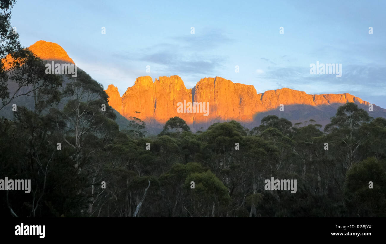 the acropolis and mt geryon as seen at sunrise from windy ridge hut in ...