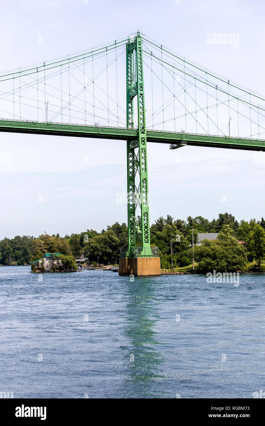 1000 Islands Region, Ontario, Canada, June 17, 2018: 1000 Islands International Bridge is a system of five bridges over the Saint Lawrence River Stock Photo