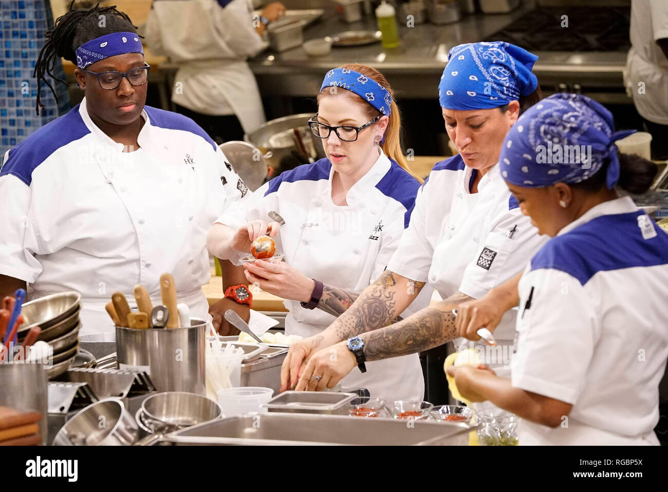 HELL'S KITCHEN, from left: T Gregoire, Gizzy Barton, Roe DiLeo, Kanae ...