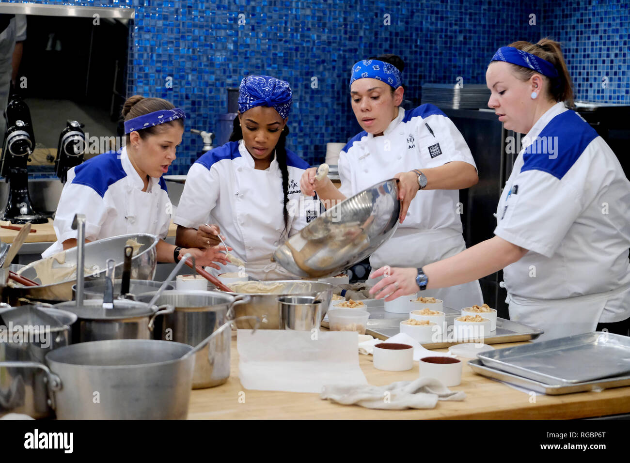 Hell S Kitchen From Left Gizzy Barton Kanae Houston Ariel Contreras Fox Heather Williams Poor Trev Season 18 Ep 1810 Aired Jan 4 2019 Photo Tm Copyright 20th Century Fox Film Corp