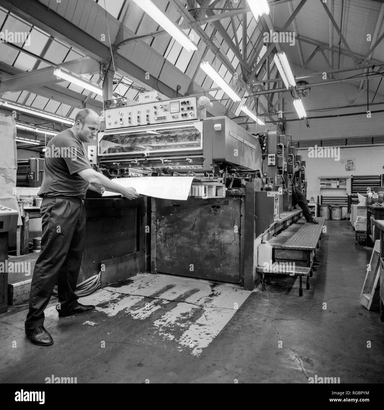 Print room floor on a four colour press Stock Photo