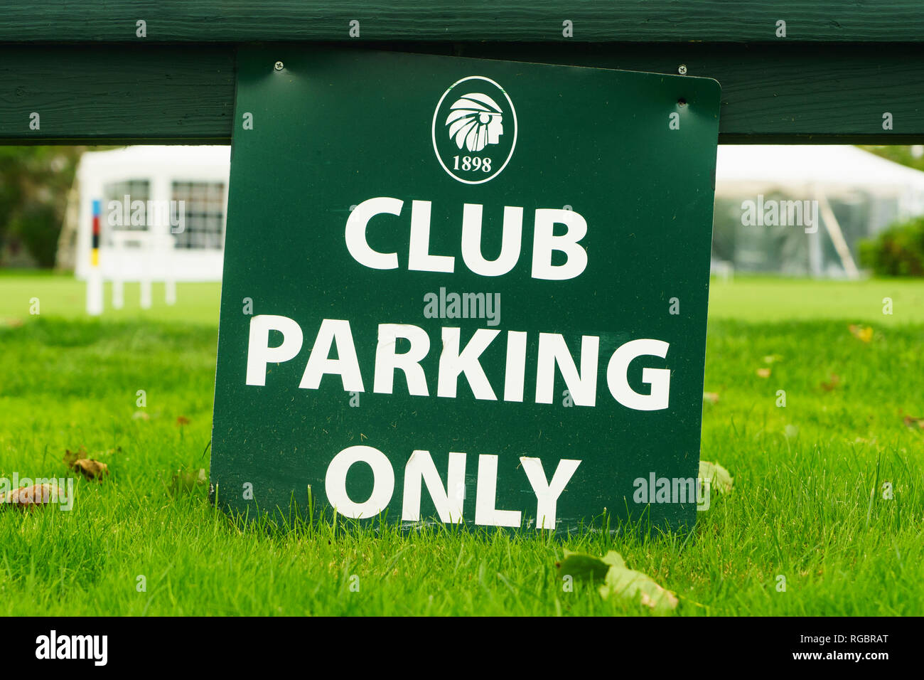 "Club Parking Only" sign at a lawn bowling club in Biddeford, Maine, USA. Stock Photo