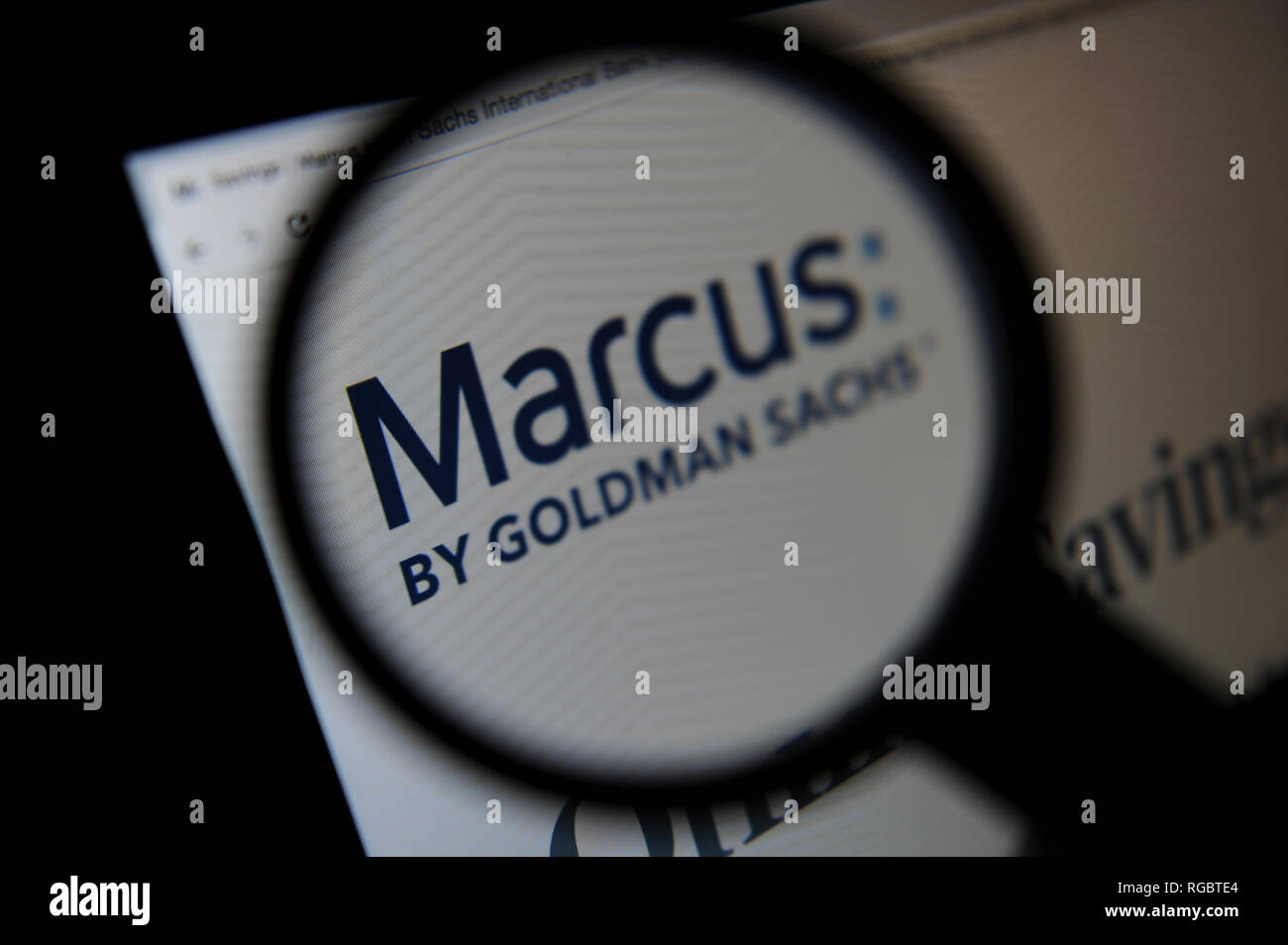 The Marcus Bank by Goldman Sachs on a computer Stock Photo