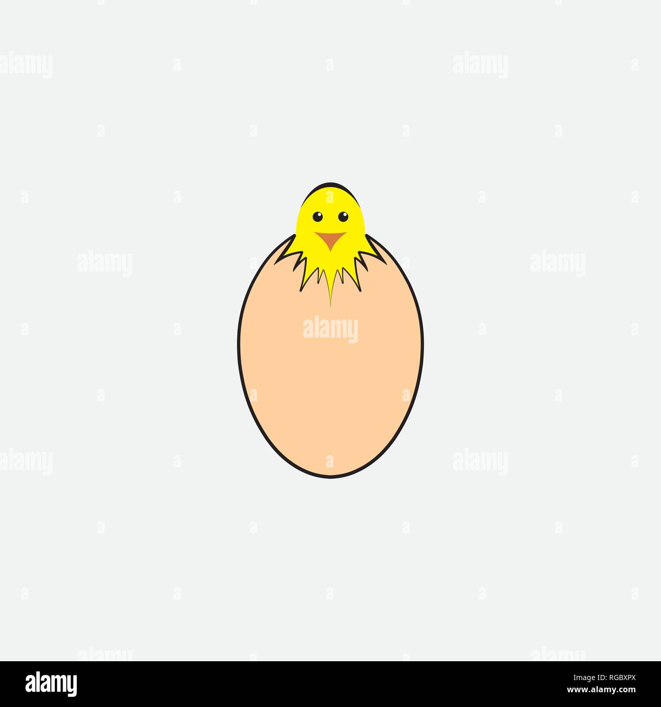 cracked egg with chick inside vector design Stock Vector