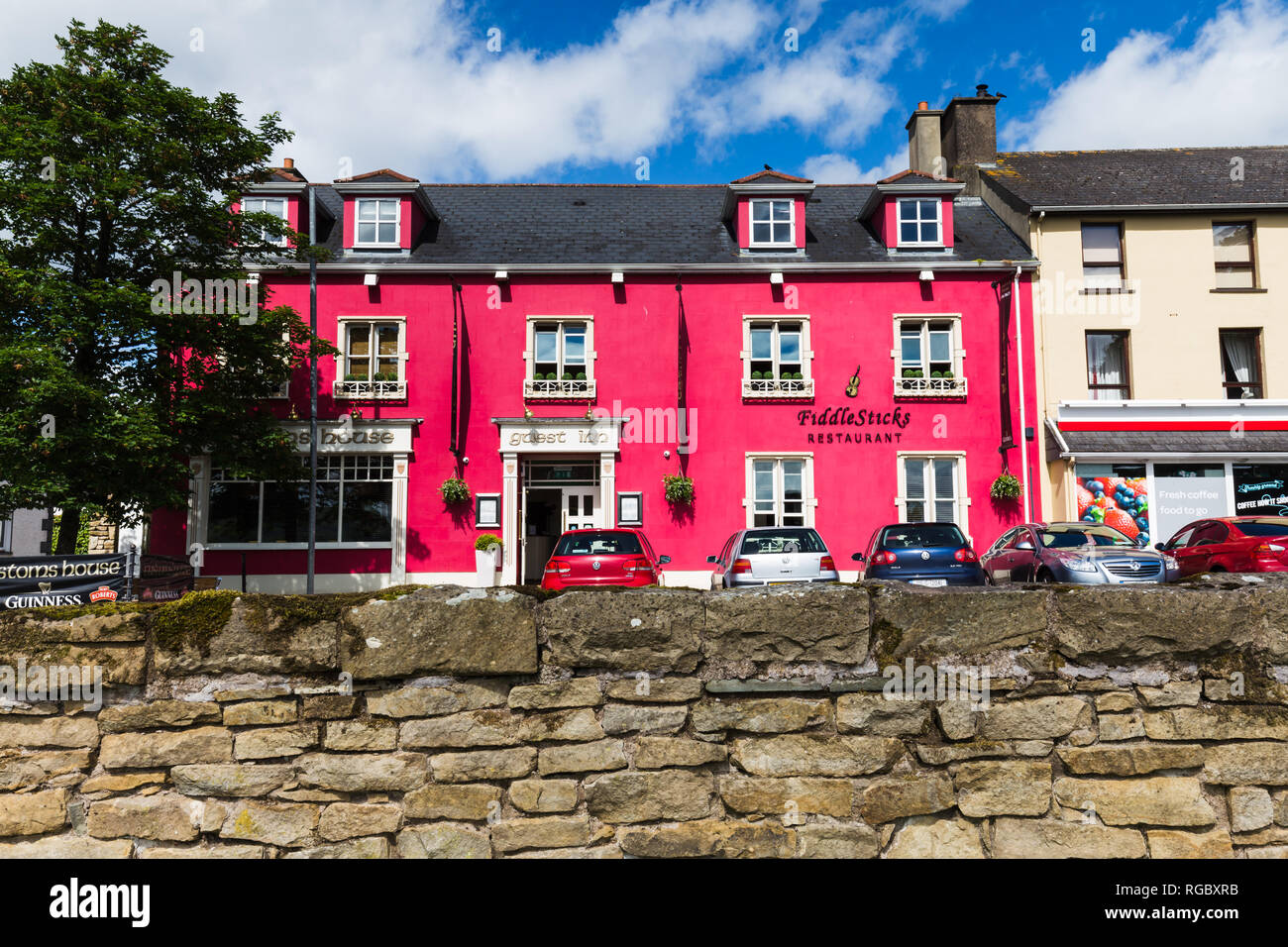Old Customs House which is now a beautiful Inn in Belcoo, County Fermanagh, N.Ireland. Across the nearby bridge is Blacklion in Republic of Ireland. Stock Photo