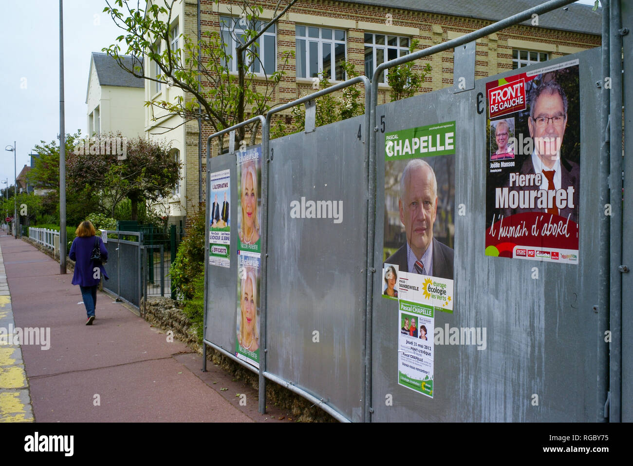 Political posters, Deauville, Normandy, France Stock Photo