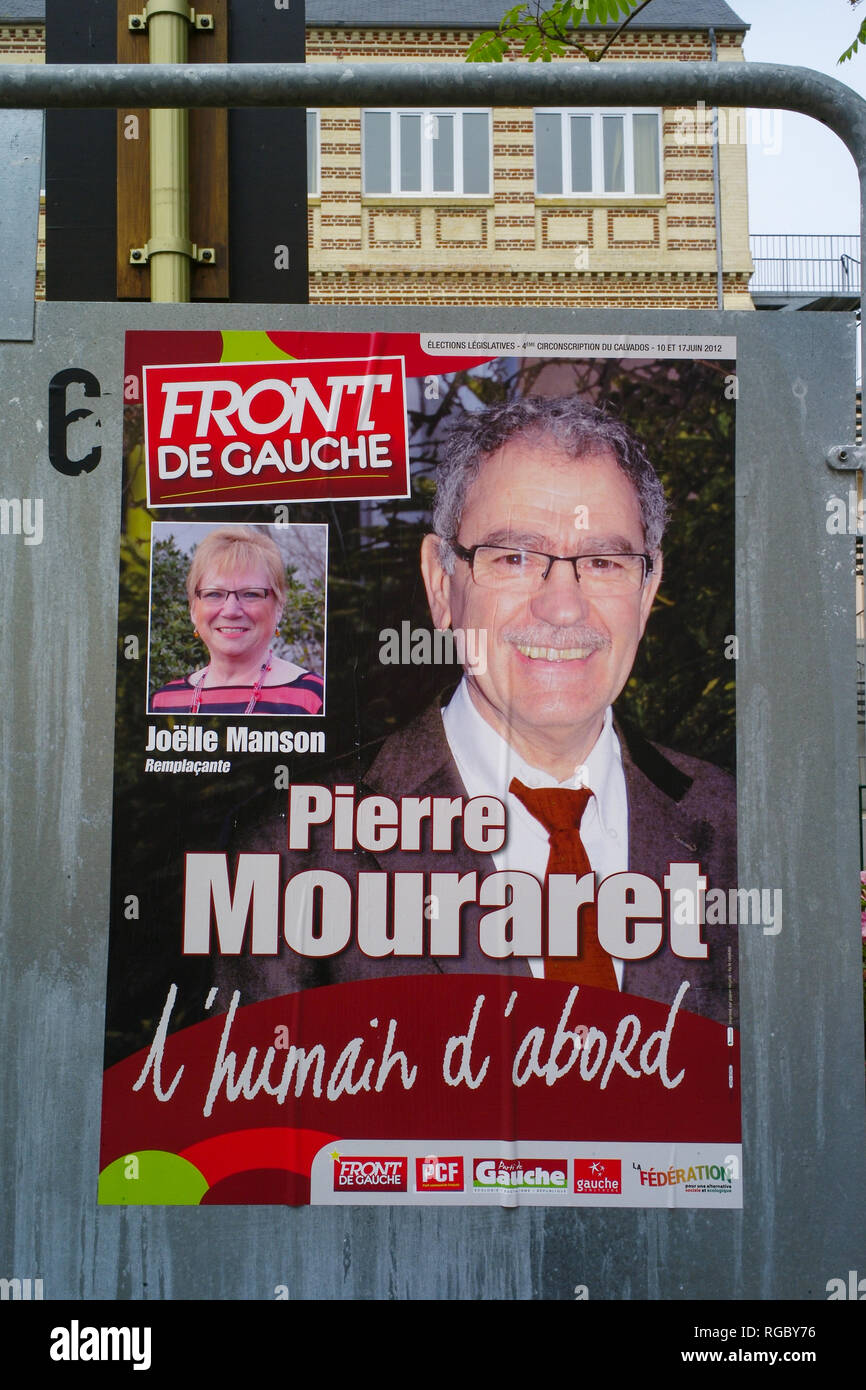 Political posters, Deauville, Normandy, France Stock Photo