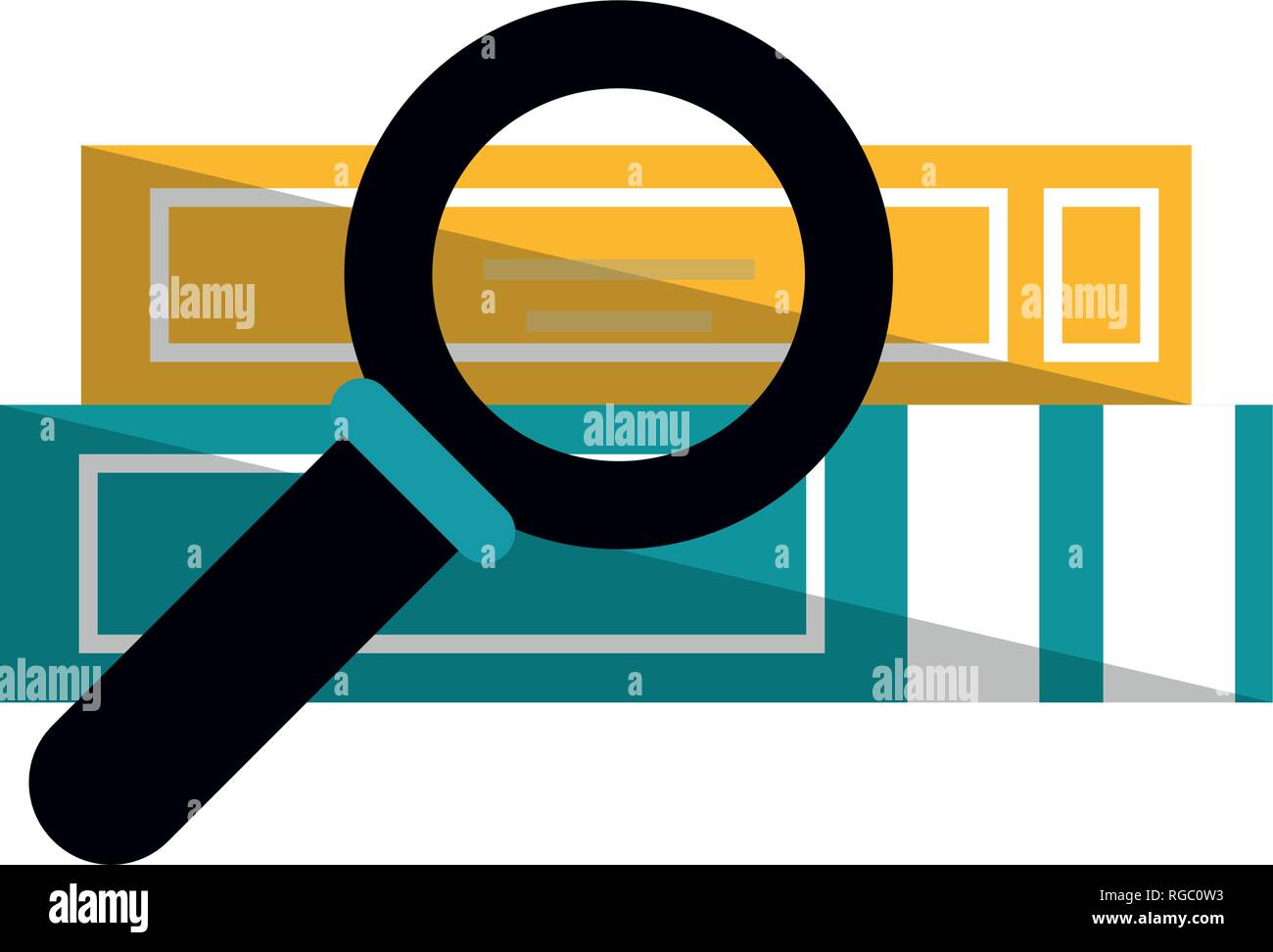 books piles and magnifying glass Stock Vector Image & Art - Alamy