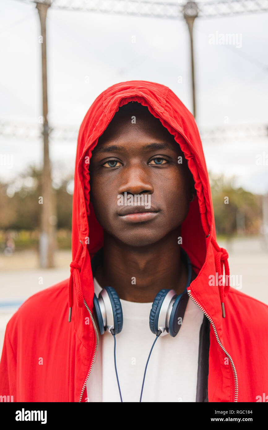 man in red hoodie