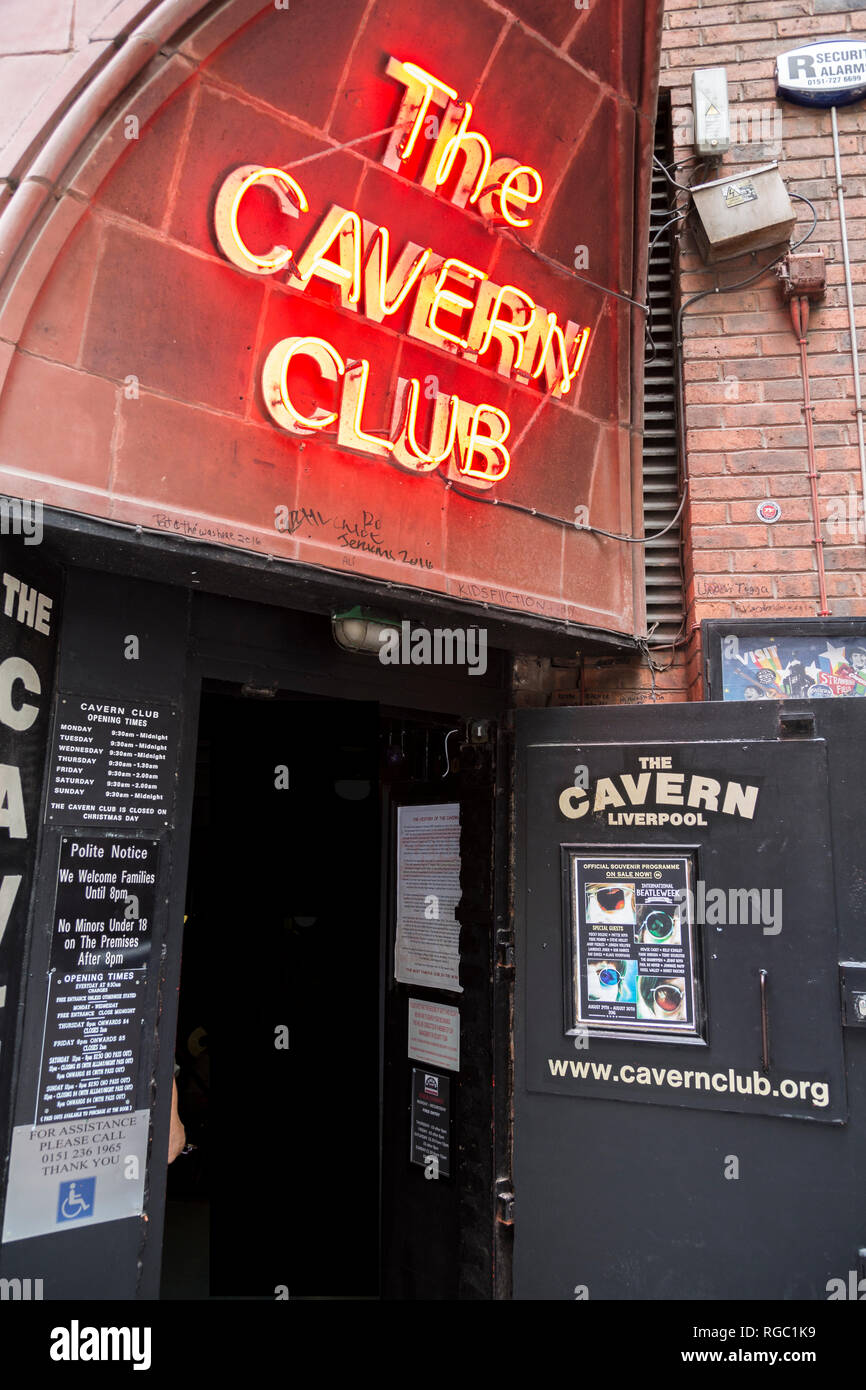 The famous Cavern Club on Matthew Street, Liverpool. Stock Photo