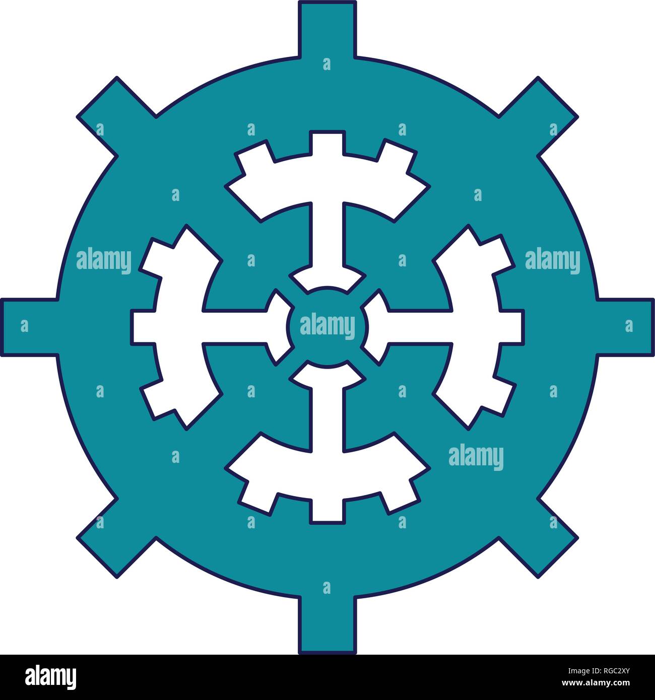 gear machienry wheel isolated blue lines Stock Vector Image & Art - Alamy