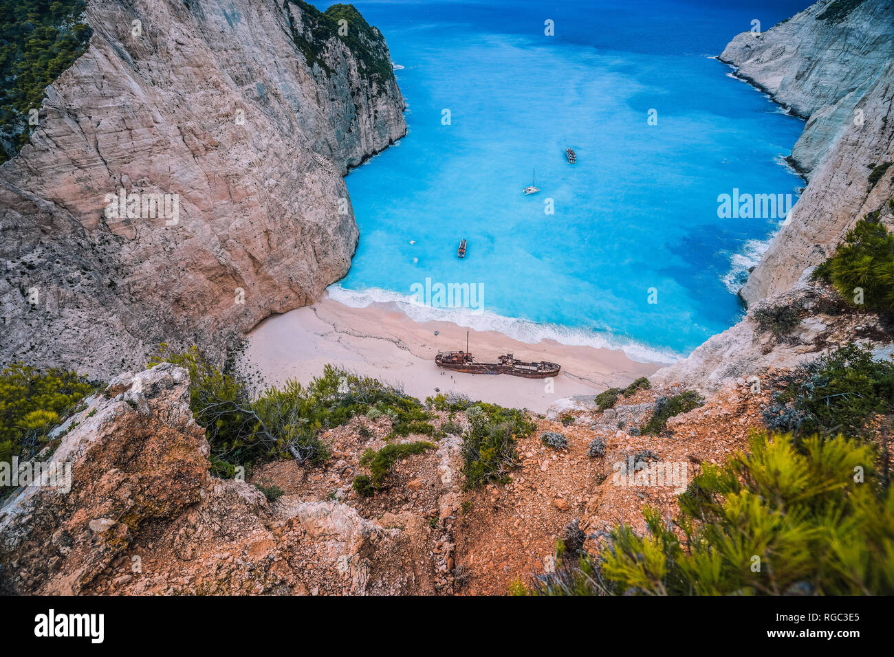 Navagio Shipwreck Beach on Zakynthos island, Greece. Famous attraction
