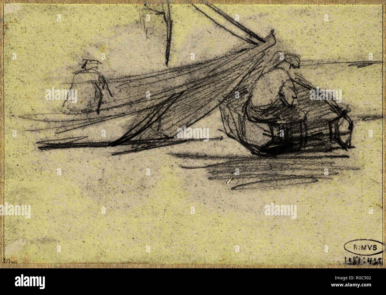 Boats. Draughtsman: Jozef Israëls. Dating: 1834 - 1911. Measurements: h 177 mm × w 126 mm. Museum: Rijksmuseum, Amsterdam. Stock Photo